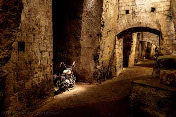 The Tunnel and the chambers of the Galeria Borbonica, the Bourbon Tunnel in Naples, Italy