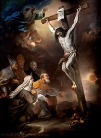 Luca Giordano, The patron saints of Naples venerate the crucifix, Capodimonte Museum, Naples, Italy