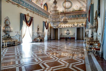 The reception hall at the Capodimonte Royal Palace in Naples, Italy