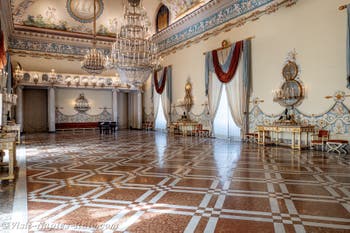 The reception hall at the Capodimonte Royal Palace in Naples, Italy