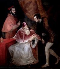 Titian, Pope Paul III with his nephews Alexander and Octavian Farnese, Capodimonte Museum, Naples, Italy