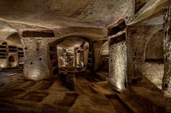 Basilica on the upper level of the Catacombs of San Gennaro in Naples, Italy