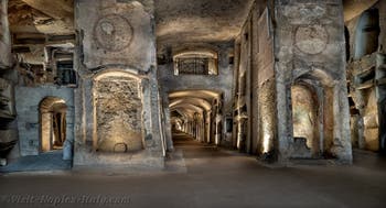 Lower vestibule of the Catacombs of San Gennaro in Naples, Italy