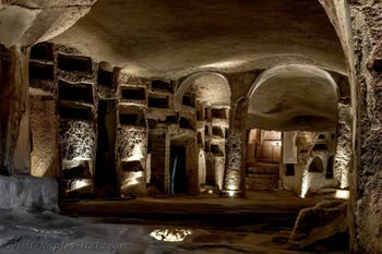 Basilica on the upper level of the Catacombs of San Gennaro in Naples, Italy