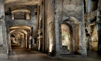Lower vestibule of the Catacombs of San Gennaro in Naples, Italy