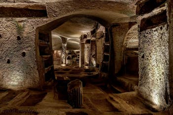 Basilica on the upper level of the Catacombs of San Gennaro in Naples, Italy