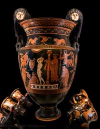 Volute Krater, Scene of worship before a funerary statue, Galleria d’Italia Zevallos in Naples, Italy