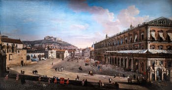 Gaspar Adriaensz Van Wittel, known as Vanvitelli, View of Naples with the Royal Palace, the Largo di Palazzo, and the Gallerie d’Italia Zevallos in Naples, Italy
