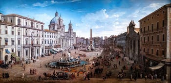Gaspar Adriaensz Van Wittel, known as Vanvitelli, View of Rome with Piazza Navona, Zevallos Gallery of Italy in Naples, Italy