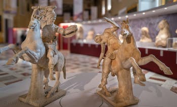 Armoured horseman and dying Amazon, Farnese Collection, Archaeological Museum of Naples, Italy