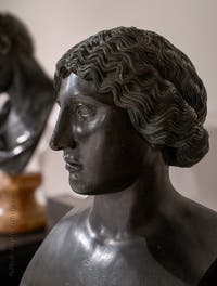 Head of an Amazon in the Mattei style, attributed to Phidias, Villa dei Papiri, square peristyle, Herculaneum, Archaeological Museum of Naples, Italy