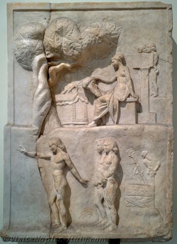 Bas-relief depicting an allegory of virtue and sensual pleasure, from the Farnese collection, Archaeological Museum of Naples, Italy