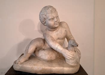 Child seated holding a goose, Pompeii, Archaeological Museum of Naples, Italy