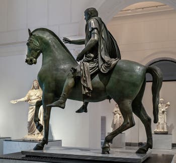 Statue believed to be of Caligula on horseback, Temple of Fortuna Augusta, Pompeii, Archaeological Museum of Naples, Italy