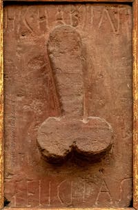 Phallus Hic Habitat Felicitas, Pompeii, House of Pansa, Erotic Cabinet, Archaeological Museum of Naples