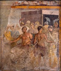 Fresco depicting Achilles and Briseis, Pompeii, Casa del Poeta Tragico, Archaeological Museum of Naples