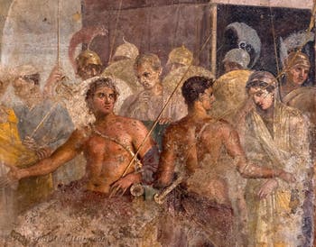 Fresco depicting Achilles and Briseis, Pompeii, Casa del Poeta Tragico, Archaeological Museum of Naples