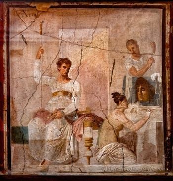 Fresco The Actor King, Herculaneum, Palestra, Insula Orientalis, Archaeological Museum of Naples