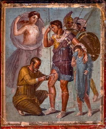 Fresco of the wounded Aeneas, Pompeii, Casa di Sirico, Archaeological Museum of Naples