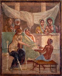 Fresco Alcestis and Admetus, Pompeii, House of the Tragic Poet, Archaeological Museum of Naples