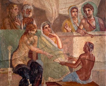 Fresco Alcestis and Admetus, Pompeii, House of the Tragic Poet, Archaeological Museum of Naples