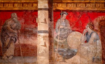 Fresco Scene at the Royal Court of Macedonia, Boscoreale, Villa di Fannius Synistor, Archaeological Museum of Naples