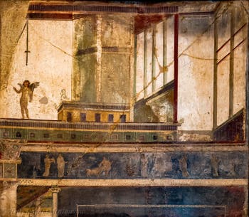 Architectural fresco featuring Dionysian motifs, Pompeii, Archaeological Museum of Naples