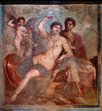 Fresco of Ares and Aphrodite, Pompeii, Casa delle Nozze di Ercole, Archaeological Museum of Naples