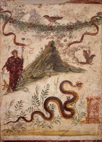 Fresco of Bacchus and Vesuvius, Pompeii, Casa del Centenario, Archaeological Museum of Naples