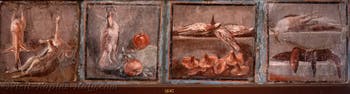 Fresco Still Life, The Banquet of the Romans, Herculaneum, Casa dei Cervi, Archaeological Museum of Naples