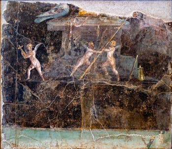 Fresco depicting Cupids playing with Venus's attributes, Portici, Royal Stables, Archaeological Museum of Naples