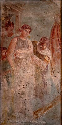 Fresco The Departure of Chryseis or The Abduction of Helen, Pompeii, Casa del Poeta Tragico, Archaeological Museum of Naples