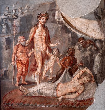 Fresco depicting Dionysus discovering Ariadne abandoned on the beach, Pompeii, Archaeological Museum of Naples