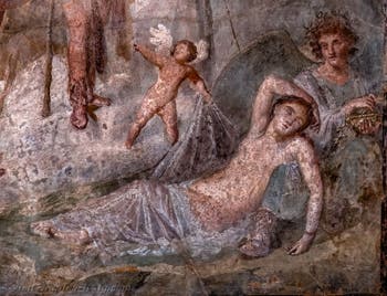 Fresco depicting the Epiphany of Dionysus with Ariadne, Pompeii, Casa Capitelli Colorati, Archaeological Museum of Naples