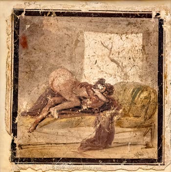 Scene depicting a sexual act, Pompeii, brothel, Archaeological Museum of Naples