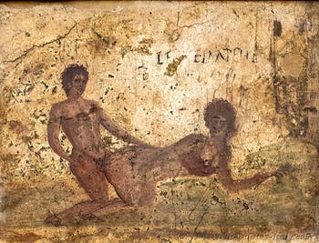 Scene depicting a sexual act, Pompeii, brothel, Archaeological Museum of Naples