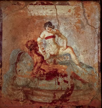 Scene depicting a sexual act, Pompeii, brothel, Archaeological Museum of Naples