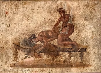 Scene depicting a sexual act, Pompeii, brothel, Archaeological Museum of Naples