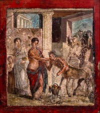 Fresco depicting Eurytion paying homage to Pirithous, Pompeii, House of Gavius Rufus, Archaeological Museum of Naples