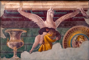 Fresco depicting the battle between the griffins and the Arimaspi, Pompeii, Villa dei Misteri, Archaeological Museum of Naples