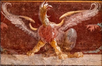 Griffin fresco, Pompeii, Insula Occidentalis, Archaeological Museum of Naples