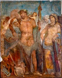 Fresco of Hercules and Omphale, Pompeii, Casa Marcus Lucretius, Archaeological Museum of Naples