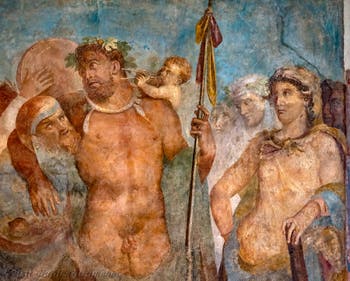 Fresco of Hercules and Omphale, Pompeii, Casa Marcus Lucretius, Archaeological Museum of Naples