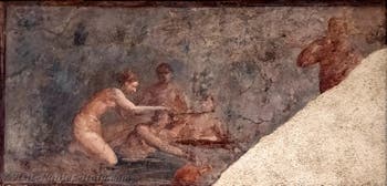 Fresco depicting Hercules and Hylas captured by the nymphs, Herculaneum, Augusteum, Archaeological Museum of Naples