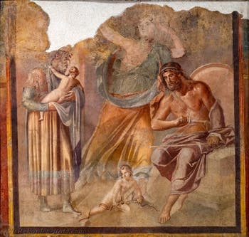 Fresco depicting the infant Hercules strangling serpents, Herculaneum, Archaeological Museum of Naples