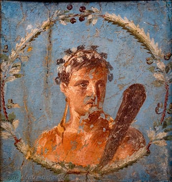 Fresco of Hercules crowned with his club, Herculaneum, Archaeological Museum of Naples