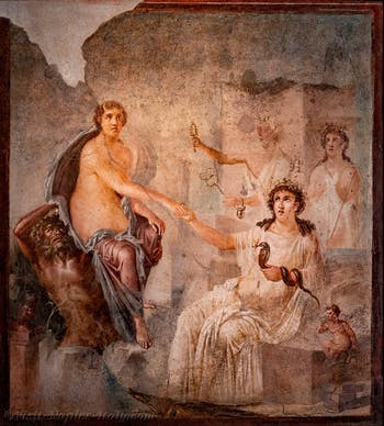 Fresco of Io welcomed by Isis at Canopus, Pompeii, Temple of Isis, Archaeological Museum of Naples