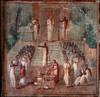 Fresco depicting the Cult of Sacred Water, Herculaneum, Archaeological Museum of Naples