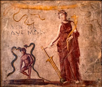 Isis Fortuna fresco, Pompeii, Bottega, Archaeological Museum of Naples