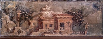 Landscape fresco with two temples, Herculaneum, Archaeological Museum of Naples